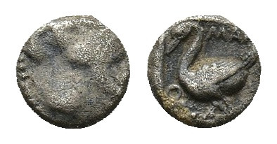 Cilicia, Mallos, c. 440-390 BC. AR Obol (7mm, 0.81g). Half-length bust of winged...