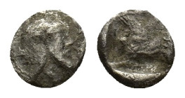 Cilicia, Nagidos, c. 400-380 BC. AR Obol (8mm, 0.71g). Head of Pan r. R/ Bearded head of Dionysos r. Göktürk 4; SNG BnF 16-8; SNG Levante 4. Good Fine...
