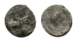 Cilicia, Tarsos. Tarkumuwa ? (Datames, Satrap, 384-361/0 BC). AR Obol (7mm, 0.54g). Head of female(?) r. R/ Helmeted and bearded head of Datames r. Cf...