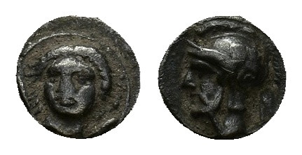 Cilicia, Tarsos. Pharnabazos (380-374/3 BC). AR Obol (8mm, 0.79g). Female head f...
