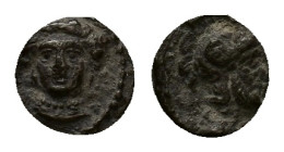 Cilicia, Tarsos. Time of Pharnabazos and Datames, c. 380-361/0 BC. AR Obol (8mm, 0.67g). Female head facing slightly l. R/ Helmeted and bearded male h...