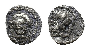 Cilicia, Tarsos. Pharnabazos (380-374/3 BC). AR Hemiobol (7mm, 0.33g). Female he...