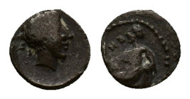 Cilicia, Tarsos, c. 370 BC. AR Obol (9mm, 0.56g). Female kneeling l., casting astragaloi. R/ Youthful male head r. SNG BnF 239; SNG Levante 65. Near V...
