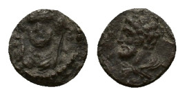 Cilicia, Uncertain, 4th century BC. AR Obol (9mm, 0.52g). Veiled facing female bust. R/ Head of Herakles l., lion skin tied around neck. SNG BnF 220-1...
