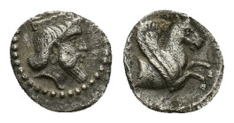 Cilicia, Uncertain, 4th century BC. AR Obol (10mm, 0.68g). Crowned and bearded head r. (of Persian Great King?). R/ Forepart of Pegasos r. SNG BnF 482...