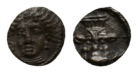 Cilicia, Uncertain, 4th century BC. AR Obol (8.5mm, 0.64g). Female head (Arethus...