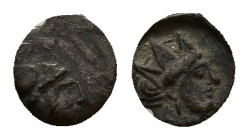 Cilicia, Uncertain, 4th century BC. AR Hemiobol (8mm, 0.32g). Helmeted(?) and bearded head r. R/ Crowned female head r. Good Fine - near VF
