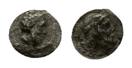 Cilicia, Uncertain. 4th century BC. AR Hemiobol (6mm, 0.28g). Head of Zeus r., wearing tainia. R/ Head of Herakles(?) r. Good Fine