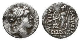 Kings of Cappadocia, Ariarathes IX (c. 100-85 BC). AR Drachm (16mm, 3.89). Mint A (Eusebeia-Mazaka). Diademed head r. R/ Athena Nikephoros standing l....