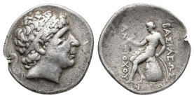 Seleukid Kings, Antiochos I (281-261 BC). AR Tetradrachm (30mm, 16.66g). Diademed head r. R/ Apollo Delphios seated l. on omphalos; monograms in ex. H...
