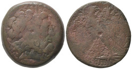 Ptolemaic Kings of Egypt, Ptolemy III Euergetes (246-222 BC). Æ Tetrobol (38.5mm, 42.09g). Alexandreia, 246-230. Diademed head of Zeus-Ammon r. R/ Eag...