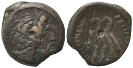 Ptolemaic Kings of Egypt, Ptolemy IX Soter II (88-81/0 BC). Æ (20.5mm, 7.38g). Alexandreia(?). Head of Zeus Ammon r. R/ Two eagle standing l. on thund...