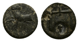 Levantine Region, Uncertain. 3rd century AD. Æ (14mm, 3.76g). Ram leaping l., head r. R/ Scales; c/m: bust r. within round incuse. Weiser 1 (Nektanebo...