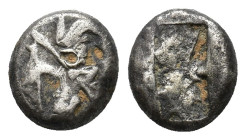 Achaemenid Kings of Persia, c. 485-420 BC. AR Siglos (13mm, 4.62g). Persian king or hero, wearing kidaris and kandys, quiver over shoulder, in kneelin...