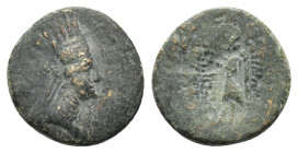 Kings of Armenia, Tigranes IV ? (First reign, 10/6-5 BC). Æ (21mm, 6.98g). Artaxata. Draped bust r., wearing tiara. R/ Nike advancing l., holding wrea...