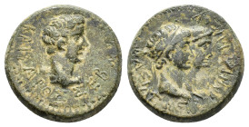 Augustus and Rhoemetalces (11 BC-12 AD). Thrace. Æ (22mm, 9.30g). Jugate heads of Rhoemetalkes and his queen Pythodoris r. R/ Bare head of Augustus r....