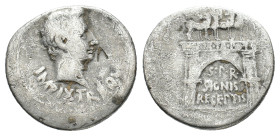 Augustus (27 BC-AD 14). Mysia, Pergamum. AR Cistophorus (26mm, 11.11g), 19-18 BC. Bare head r. R/ S • P • R •/ SIGNIS/ RECEPTIS in three lines in spac...