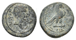 Augustus (27 BC-AD 14). Phrygia, Amorium. Æ (20mm, 6.98g). Kallippos Alexandrou, magistrate. Bare head r.; lituus to r. R/ Eagle standing r. on uncert...