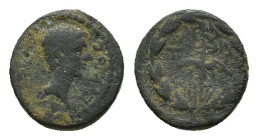 Augustus (27 BC-AD 14). Uncertain Antioch (Caria?). Æ (12mm, 2.78g). Bare head of Lucius as Caesar r. R/ Winged caduceus within wreath. RPC I 5478A (3...