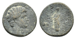 Tiberius (14-37). Phrygia, Laodicea ad Lycum. Æ (17mm, 5.91g). Pythes Pythou, in office for the second time. Bare head r. R/ Zeus Laodiceus standing l...