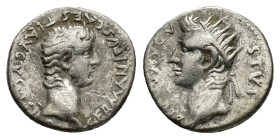 Germanicus with Divus Augustus (died AD 19 and AD 14, respectively). Cappadocia, Caesarea-Eusebia. AR Drachm (17mm, 3.63g). Bare head of Germanicus r....