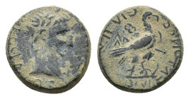 Claudius (41-54). Phrygia, Amorium. Æ (16mm, 4.42g). Laureate head r. R/ Eagle standing r., with caduceus over shoulder. Cf. RPC I 3237. Near VF