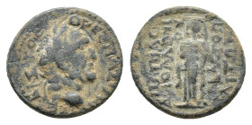 Vespasian (69-79). Caria, Sebastopolis. Æ (19mm, 5.19g). Laureate head r. R/ Veiled goddess standing facing. RPC II 1241. Good Fine - near VF