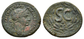 Trajan (98-117). Seleucis and Pieria, Antioch. Æ (29mm, 16.07g). Laureate head r. R/ Large SC; AI below; all within laurel wreath. McAlee 487k; RPC II...