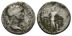 Hadrian (117-138). Cilicia, Seleucia ad Calycadnum. AR Didrachm (22mm, 10.49g). Laureate head r. R/ Athena standing l., holding Nike on her extended r...
