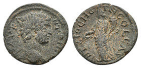 Caracalla (198-217). Pisidia, Antioch. Æ (22mm, 4.91g). Laureate head r. R/ Tyche of Antioch standing l., holding branch and cornucopia. SNG BnF 1176 ...