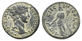 Caracalla (198-217). Pisidia, Antioch. Æ (22mm, 5.95g). Laureate head r. R/ Tyche of Antioch standing l., holding branch and cornucopia. SNG BnF 1176 ...