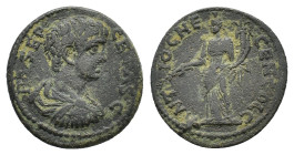 Geta (Caesar, 198-209). Pisidia, Antioch. Æ (22mm, 5.97g). Bare-headed and draped bust r. R/ Tyche standing l., holding branch and cornucopia. SNG BnF...