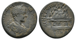Severus Alexander (222-235). Cappadocia, Caesarea. Æ (24.5mm, 13.64g), year 2 (AD 223). Laureate, draped and cuirassed bust r. R/ Agalma of Mt. Argaeu...