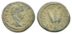 Severus Alexander (222-235). Cappadocia, Caesarea. Æ (21mm, 6.28g), year 4 (224/5). Laureate head r. R/ Three corn-ears. Cf. RPC VI online 6791 (tempo...
