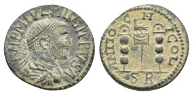 Philip I (244-249). Pisidia, Antioch. Æ (23mm, 7.65g). Radiate, draped and cuirassed bust r., seen from behind. R/ Aquila between two signa. RPC VIII ...