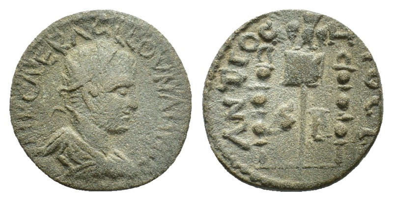 Volusian (251-253). Pisidia, Antioch. Æ (19mm, 4.83g). Radiate, draped and cuira...
