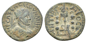 Volusian (251-253). Pisidia, Antioch. Æ (20mm, 4.22g). Radiate, draped and cuirassed bust r. R/ Aquila between two signa. Cf. SNG BnF 1308-11. Good Fi...