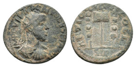Volusian (251-253). Pisidia, Antioch. Æ (22mm,6.20g). Radiate, draped and cuirassed bust r. R/ Aquila between two palm-branches and two signa. Cf. SNG...