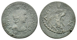 Salonina (Augusta, 254-268). Cilicia, Lyrbe. Æ 11 Assaria (28mm, 9.92g). Draped bust r.; wearing stephane; IA (mark of value) to r. R/ Tyche standing ...