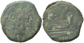 Anonymous, after 211 BC. Æ As (34mm, 25,03g). Rome. Laureate head of Janus. R/ Prow of galley r. Cf. Crawford 56/2. Good Fine