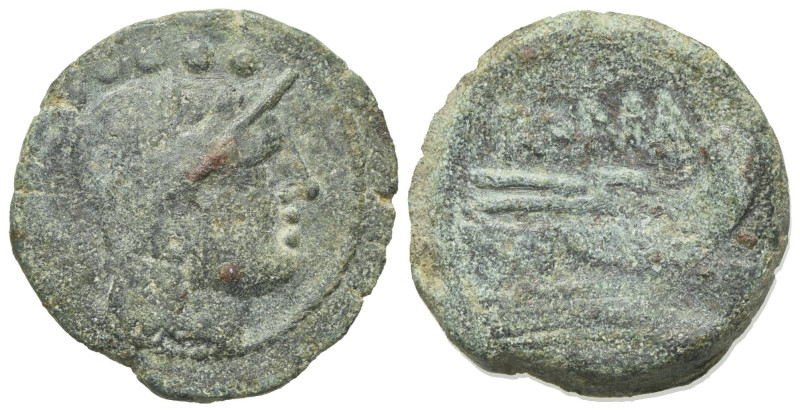 Anonymous, Sardinia, after 211 BC. Æ Triens (22mm, 6.16g, 11h). Helmeted head of...