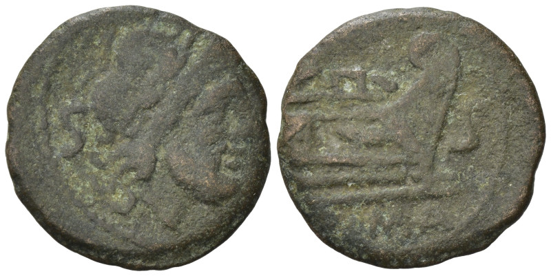 Unofficial series. After 208 BC. Æ Semis. Uncertain mint. (19,5mm, 2,78). Laurea...