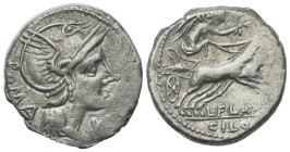 L. Flaminius Chilo, Rome, 109-108 BC. AR Denarius (19mm, 3.93g, 6h). Helmeted head of Roma r. R/ Victory driving biga r. Crawford 302/1; RBW 1144; RSC...
