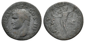 Agrippa (died 12 BC). Æ As (26mm, 10.64g). Restitution issue. Rome, struck under Titus, 80-1. Head l., wearing rostral crown. R/ Neptune standing l., ...
