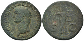 Claudius. AD 41-54. Æ As. (29mm,10,66g). Rome. TI CLAVDIVS CAESAR AVG P M TR P IMP. Bare head left. R/S – C. Athena standing right, holding shield and...