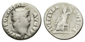 Nero (54-68). AR Denarius (18mm, 2.96g). Rome, c. 67-8. Laureate head r. R/ Jupiter seated l., holding thunderbolt and sceptre. RIC I 64; RSC 121. Fai...