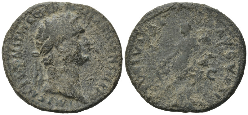 Domitian. AD 81-96. Æ As (29mm, 11g). Rome mint. Struck AD 87. Laureate head rig...