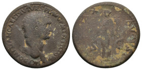 Domitian (81-96). Æ Sestertius (23.15g). Uncertain Balkan/Thracian mint, AD 81. Laureate head r. R/ Pax standing l., holding branch and cornucopia. RI...