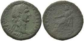 Trajan AD 98-99 Ӕ Sestertius (32mm, 24,56g). Rome, Laureate head to right / TR P COS II P P, Pax seated to left, holding branch and sceptre; SC in exe...