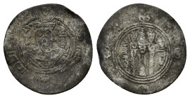 Islamic. Abbasid Governors of Tabaristan, temp. al-Rashid (AH 170-193 / AD 786-809). AR Hemidrachm (22mm, 1.64g). Stylized crowned Sassanian style bus...